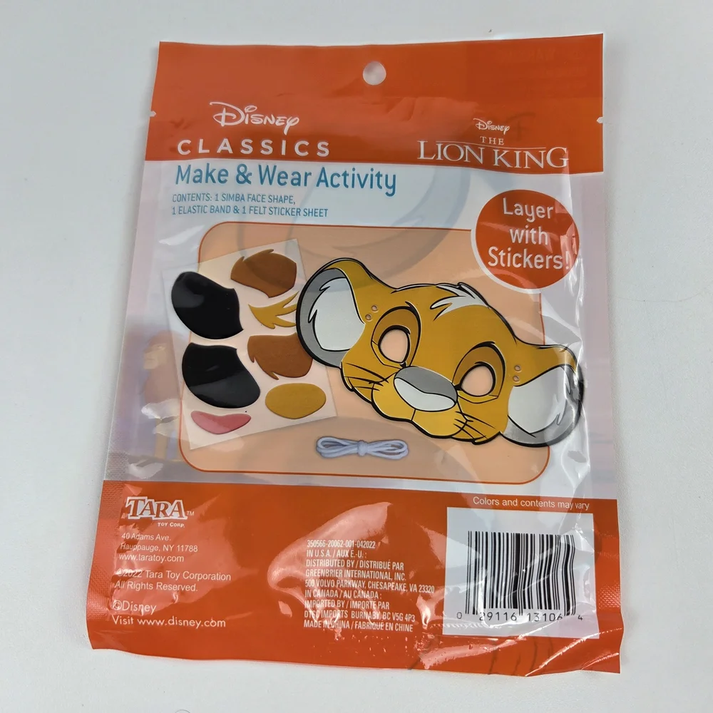 NEW Disney Classics Lion King Make & Wear Simba Mask Activity